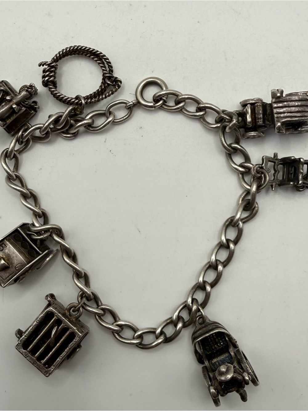 Vintage 1940s/50s Sterling Silver Assorted Charm Bracelet, Articulated